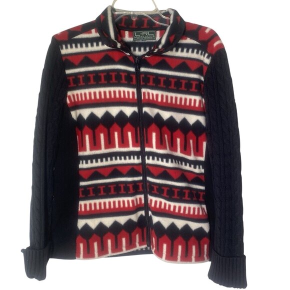 Lauren Ralph Lauren Active Southwest Fleece Cable Knit Jacket Womens XL Zip-Up L - Picture 1 of 10